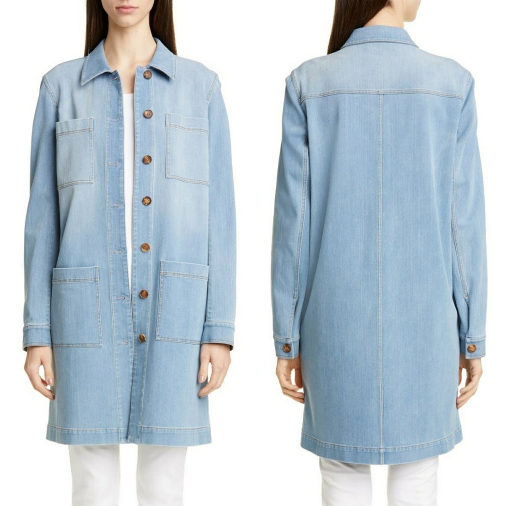 Lafayette 148 Corinthia Longline Denim Jacket
